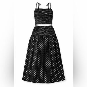 Elegant Black Polka Dot Midi Dress